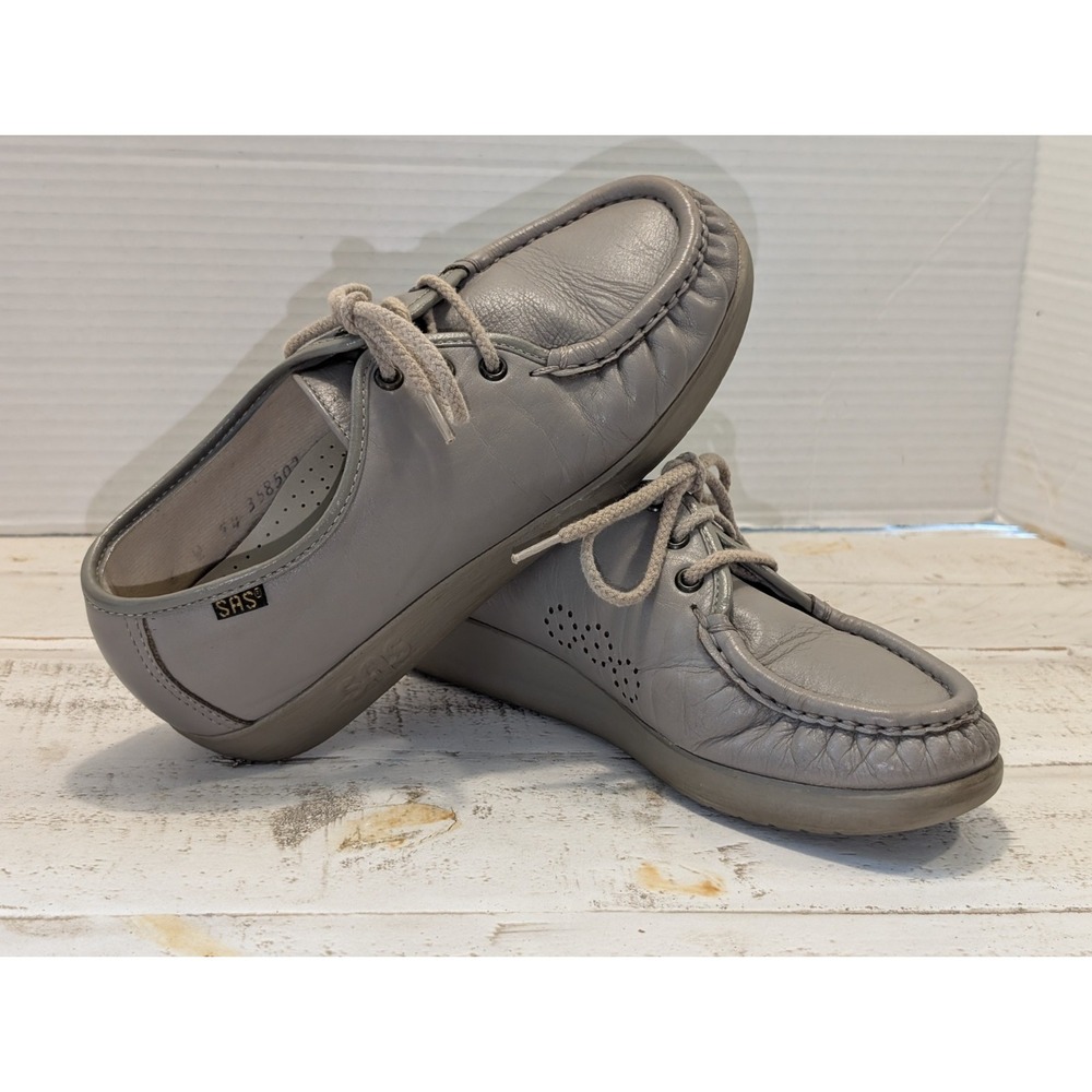 SAS Siesta Womens 6W Walking Shoes Taupe Leather Lace Up Comfort Shoes